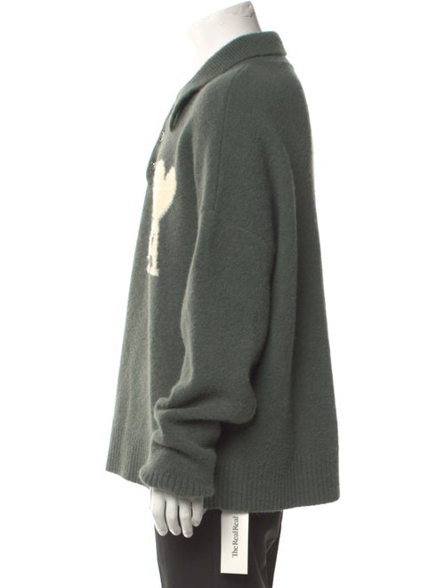 AMI Alpaca Graphic Print Polo Sweater