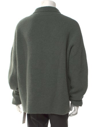 AMI Alpaca Graphic Print Polo Sweater