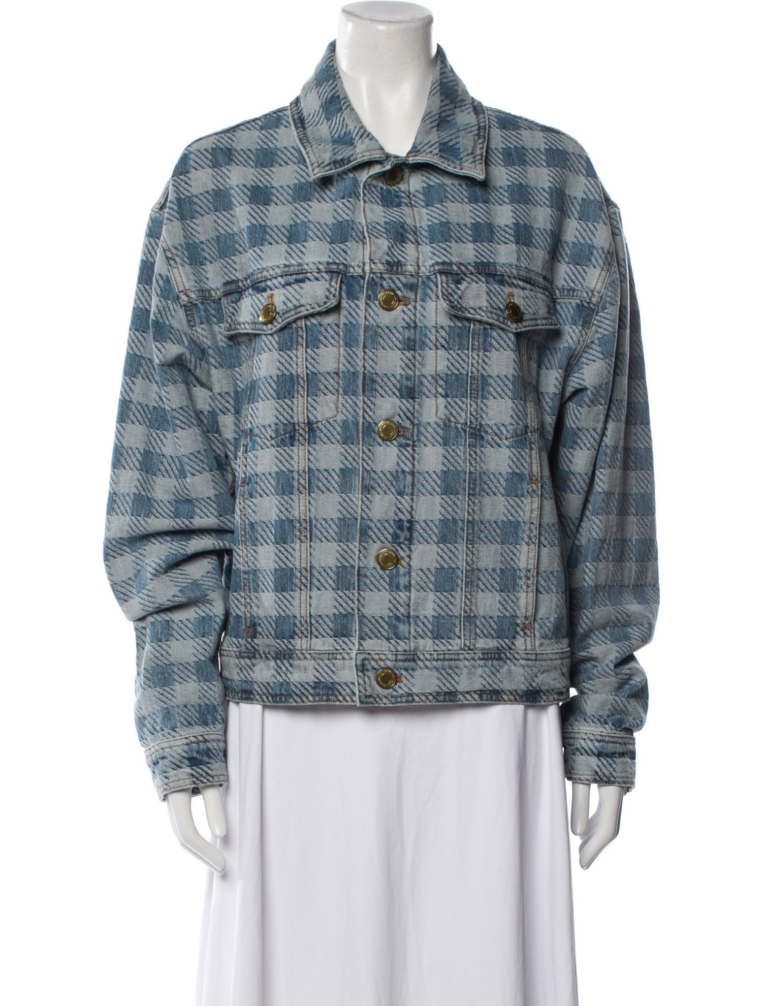 AMI Plaid Print Denim Jacket