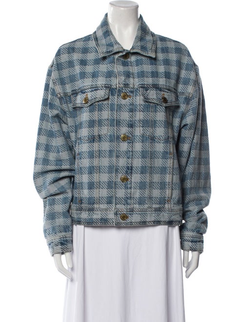 AMI Plaid Print Denim Jacket