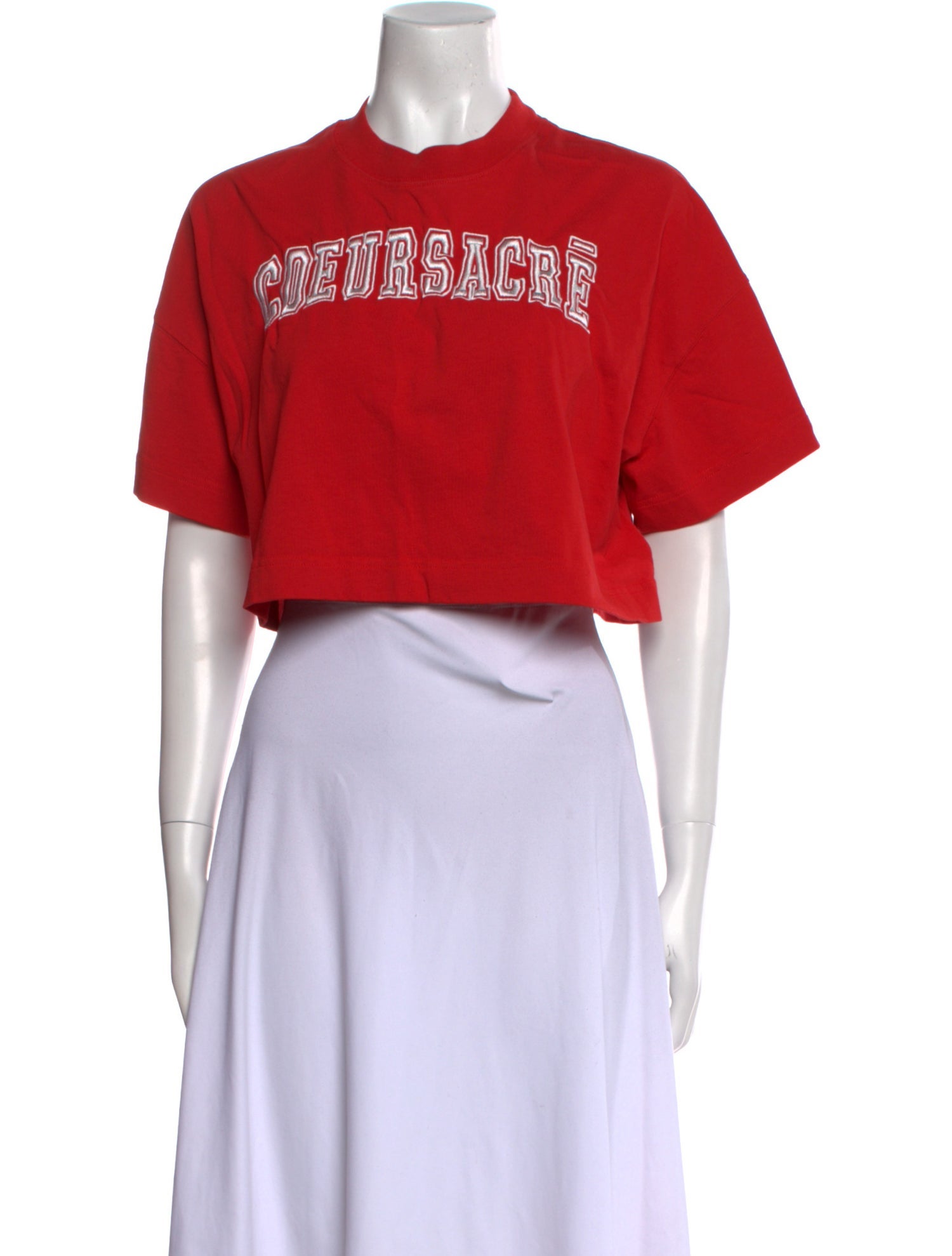 AMI Graphic Print Crew Neck Crop Top