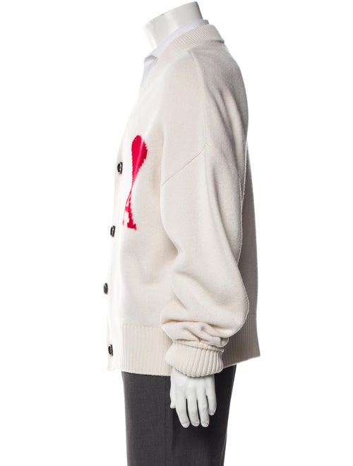 AMI Virgin Wool Graphic Print Cardigan