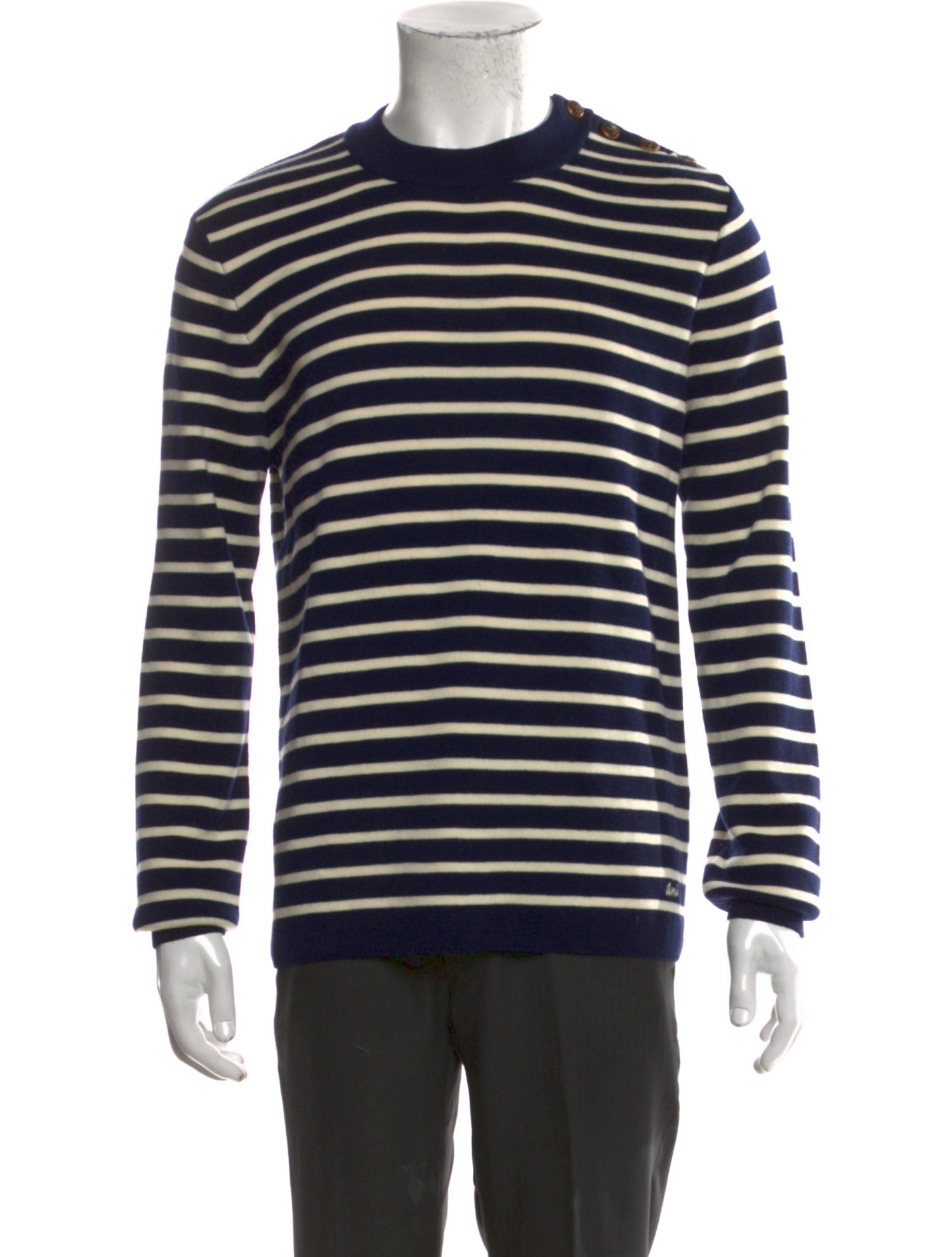 AMI Merino Wool Striped Pullover