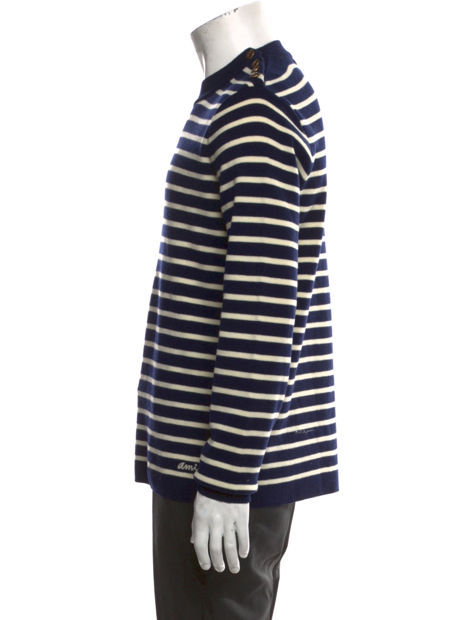 AMI Merino Wool Striped Pullover