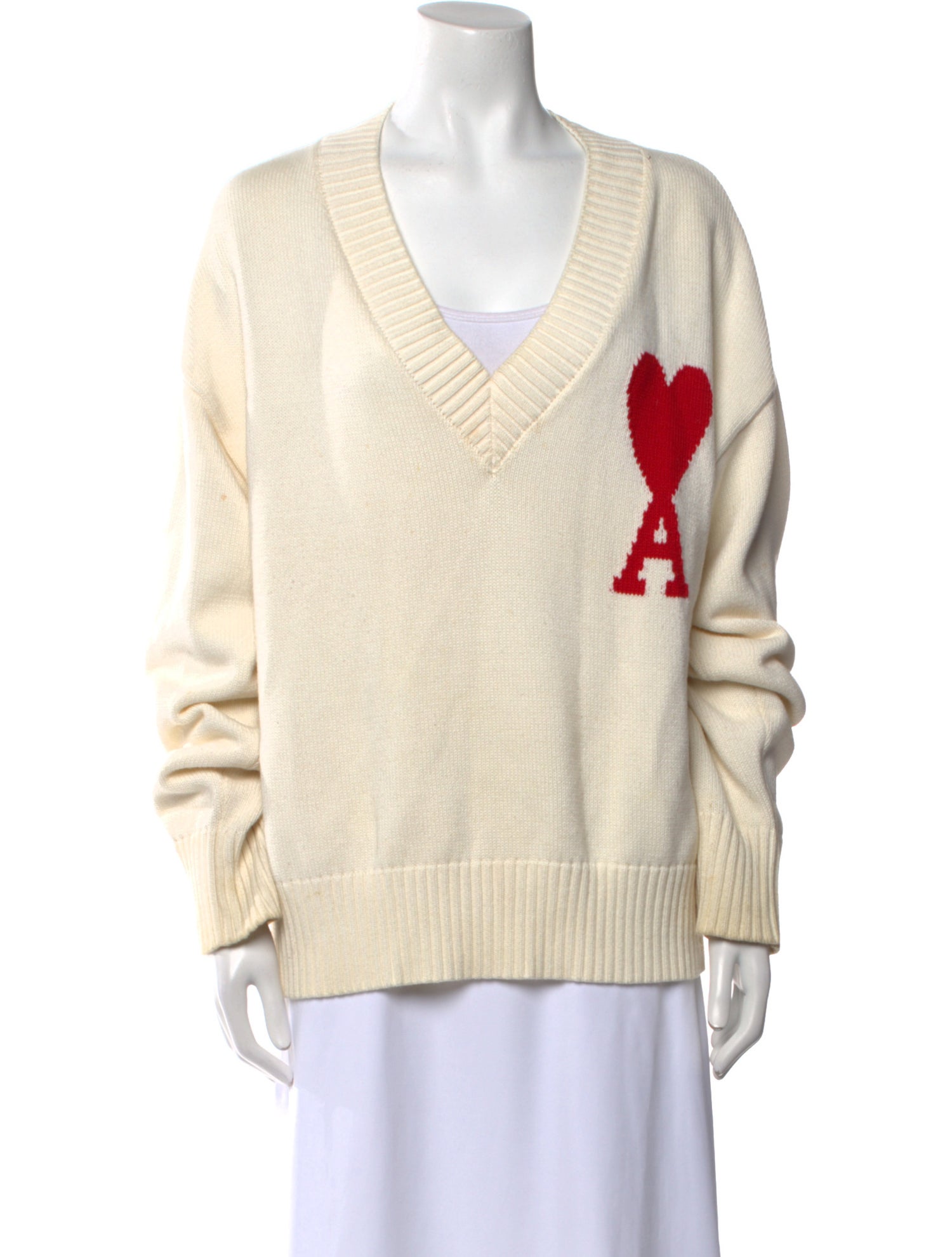 AMI Striped V-Neck Sweater