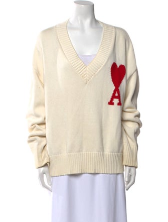 AMI Striped V-Neck Sweater