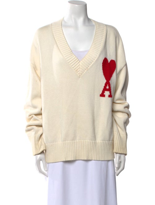 AMI Striped V-Neck Sweater