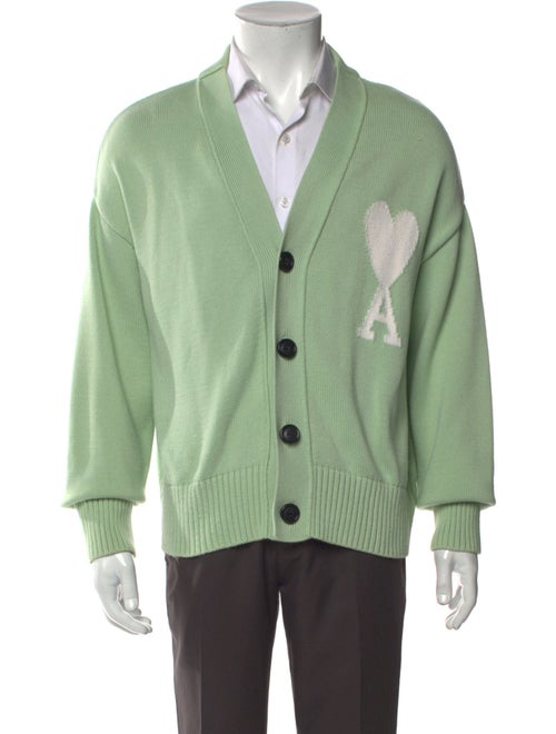 AMI Graphic Print V-Neck Cardigan