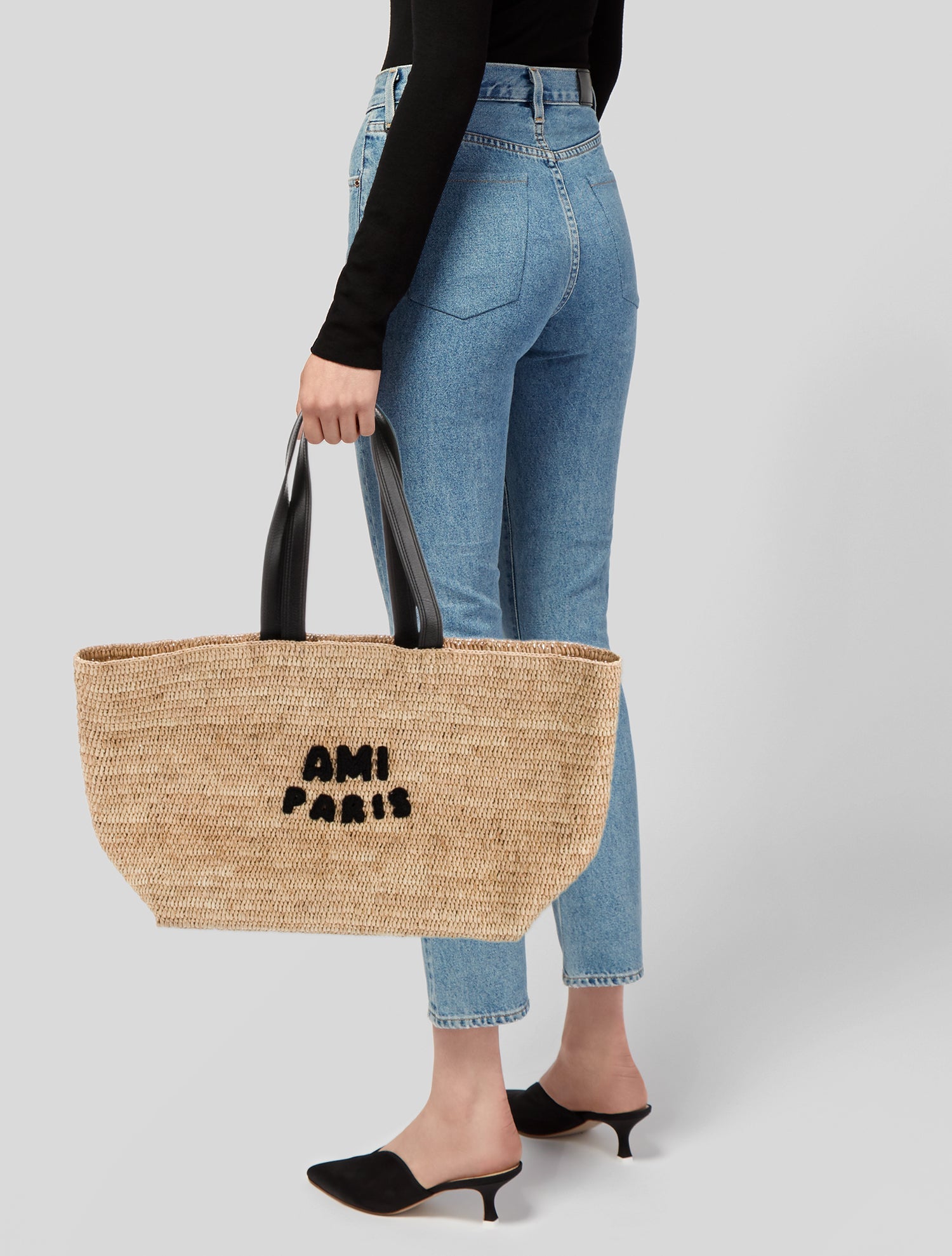 AMI Raffia Tote