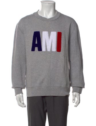 AMI Graphic Print Crew Neck Pullover