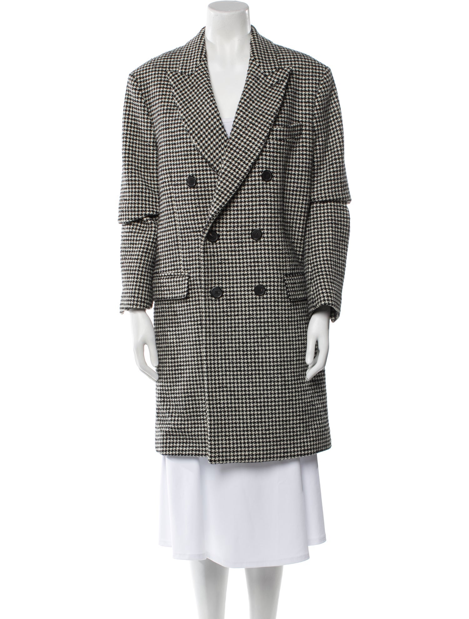 AMI Houndstooth Print Peacoat