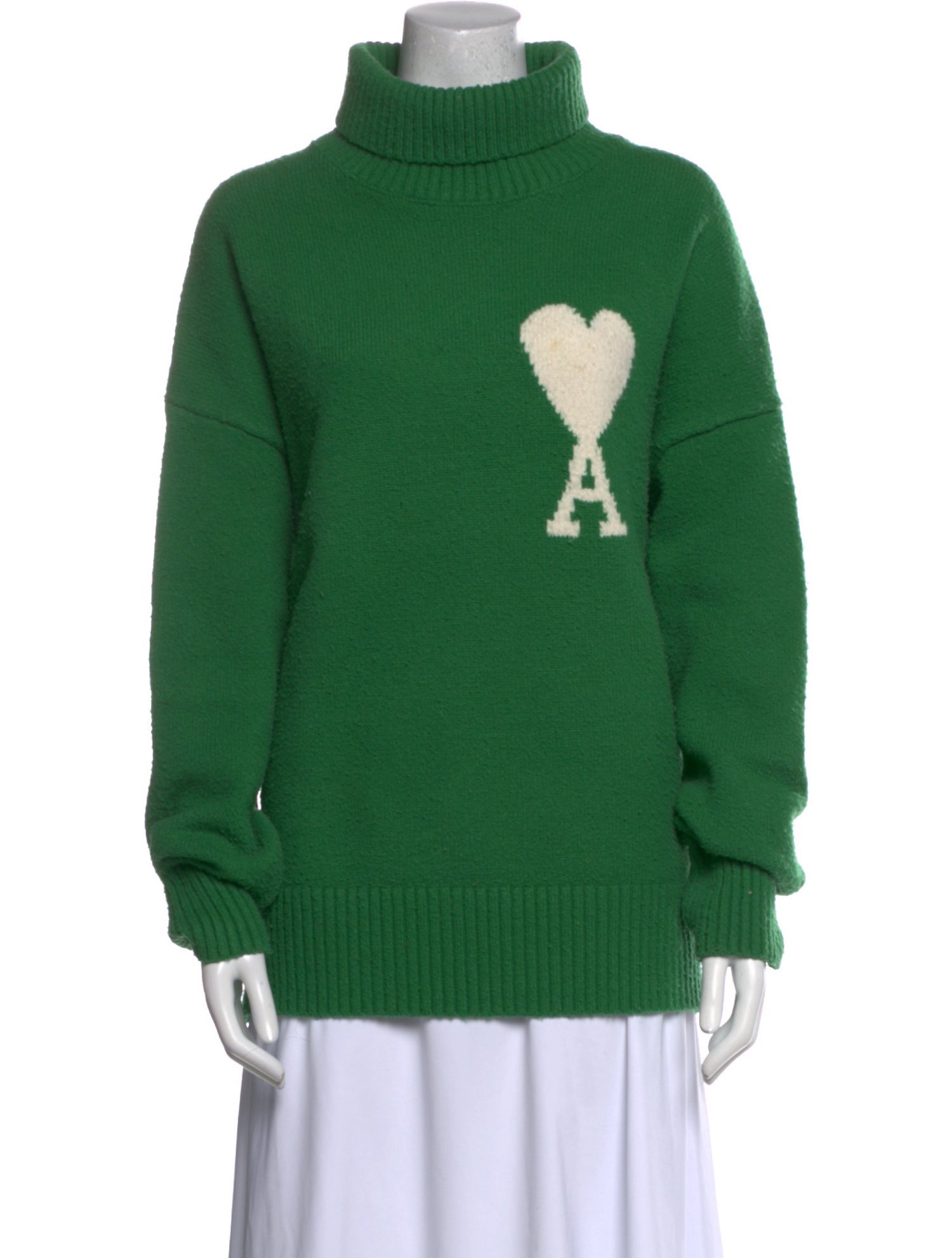 AMI Graphic Print Turtleneck Sweater