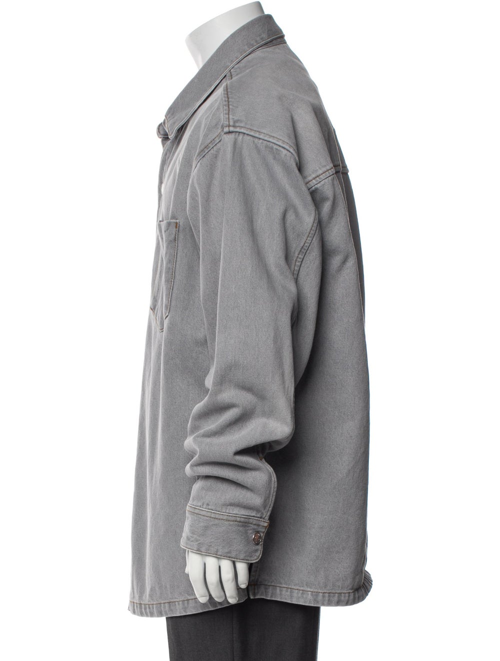 AMI Denim Jacket Grey Deconstructed Lining Point … - image 2