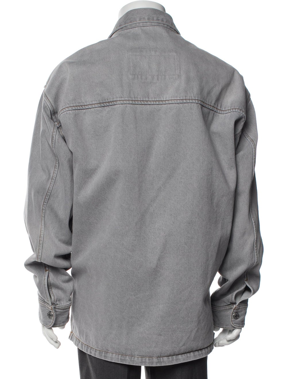 AMI Denim Jacket Grey Deconstructed Lining Point … - image 3