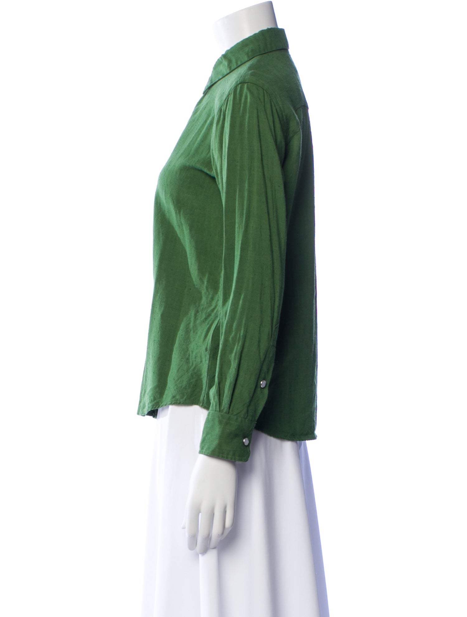 AMI Silk Long Sleeve Button-Up Top