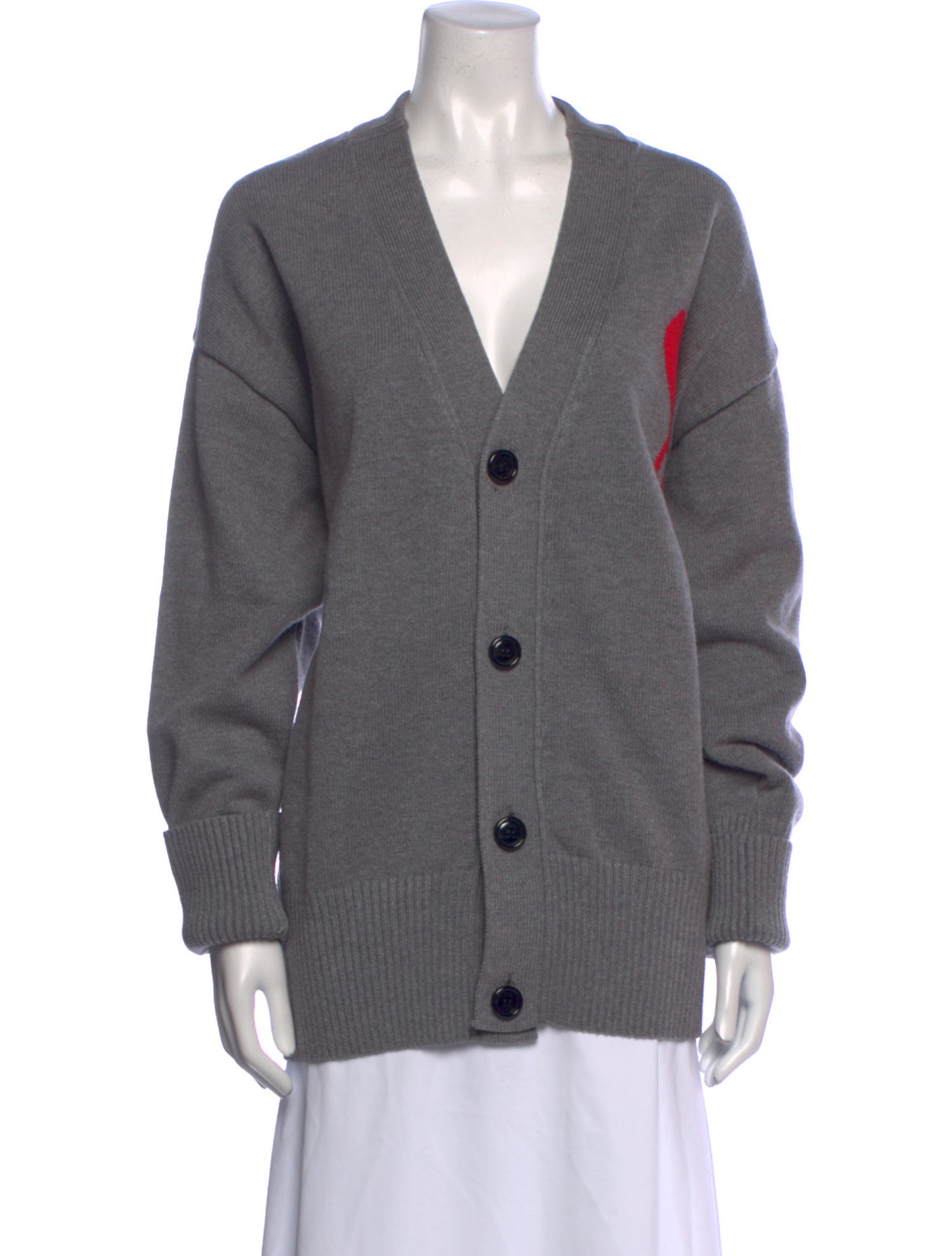 AMI Graphic Print V-Neck Sweater