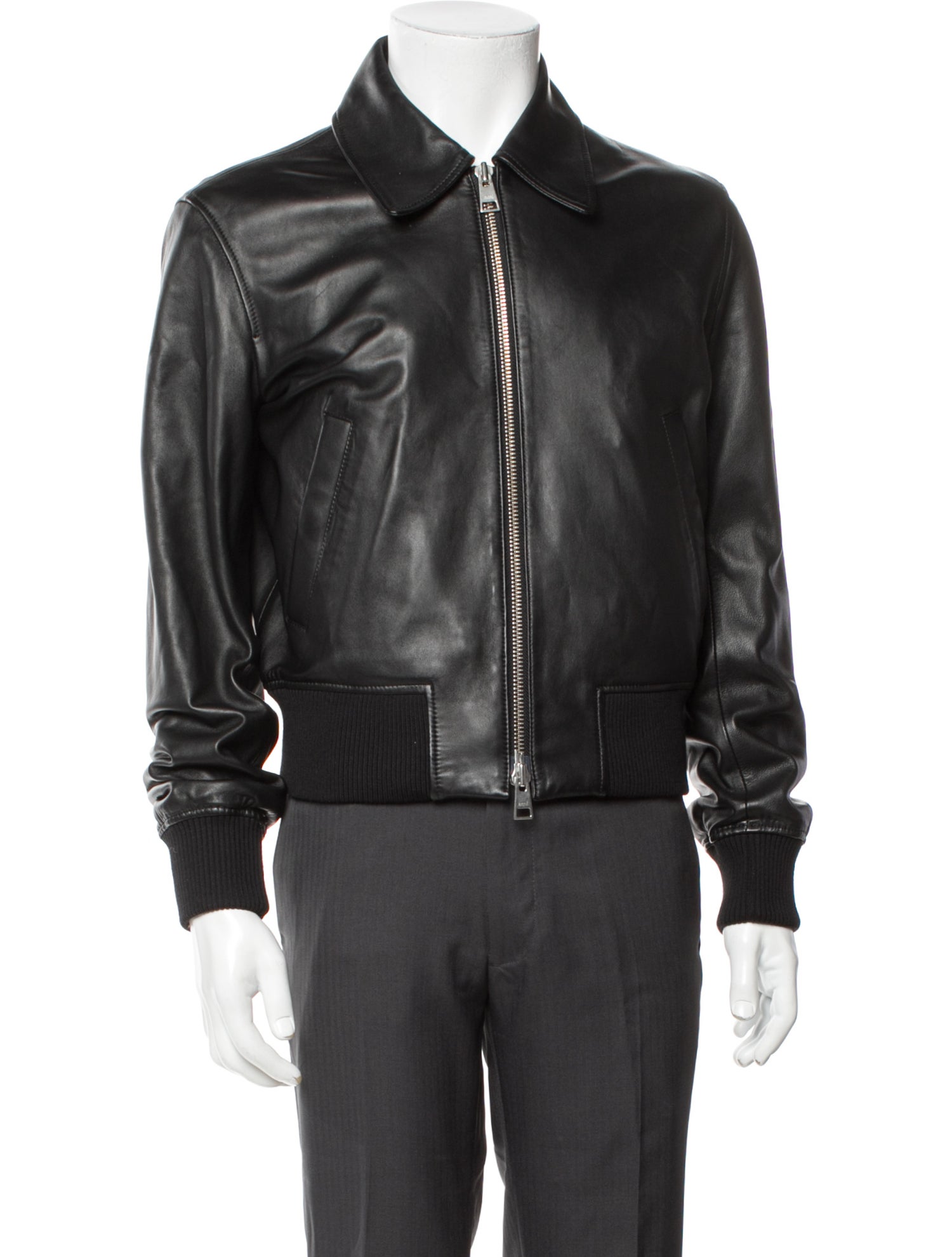 AMI Lamb Leather Bomber Jacket