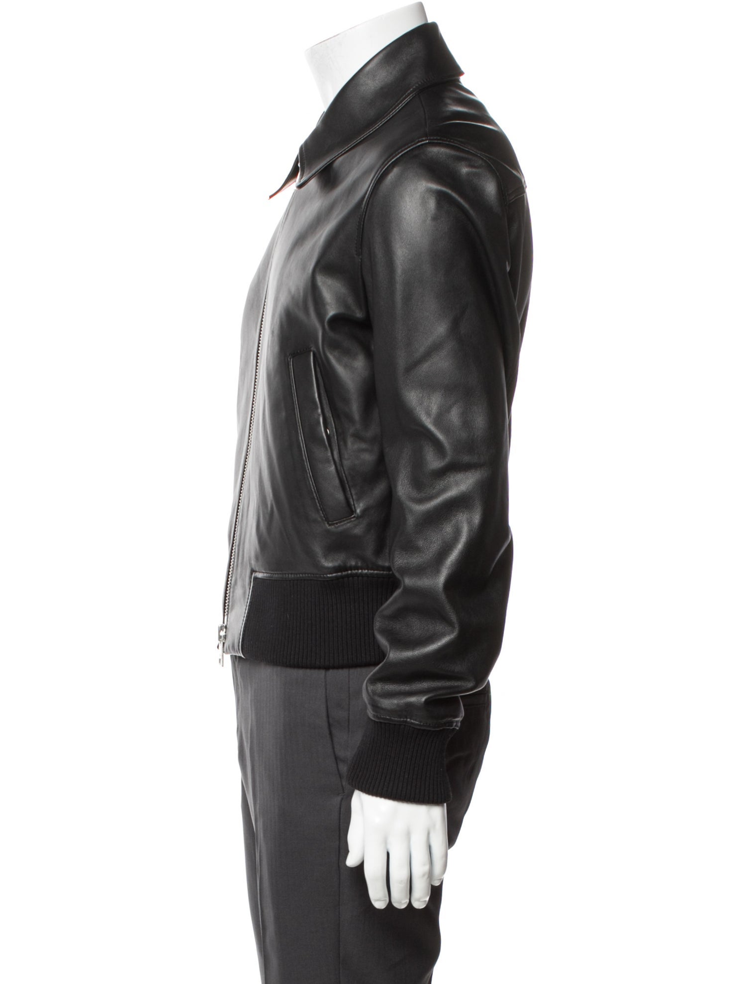 AMI Lamb Leather Bomber Jacket
