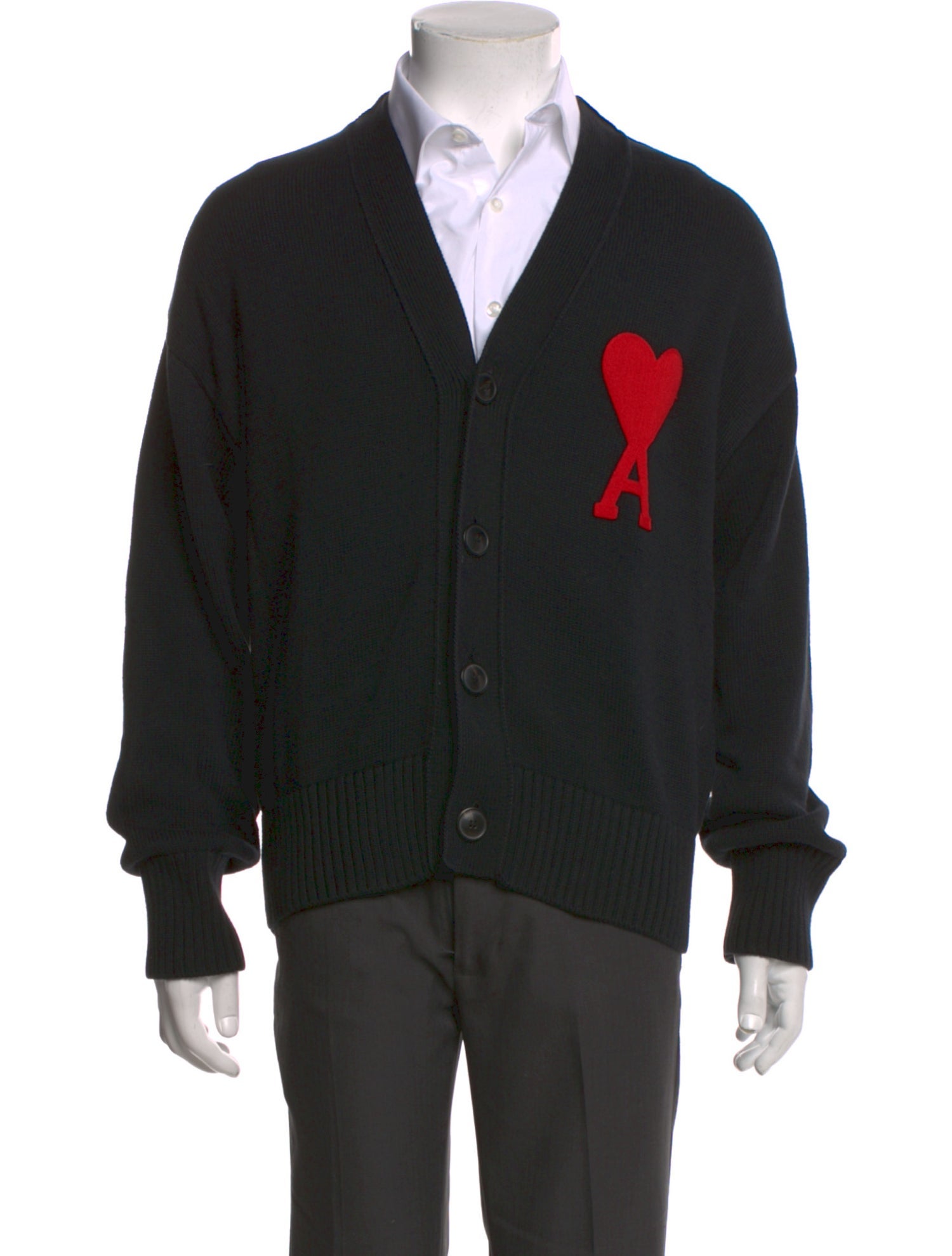 AMI Graphic Print V-Neck Cardigan