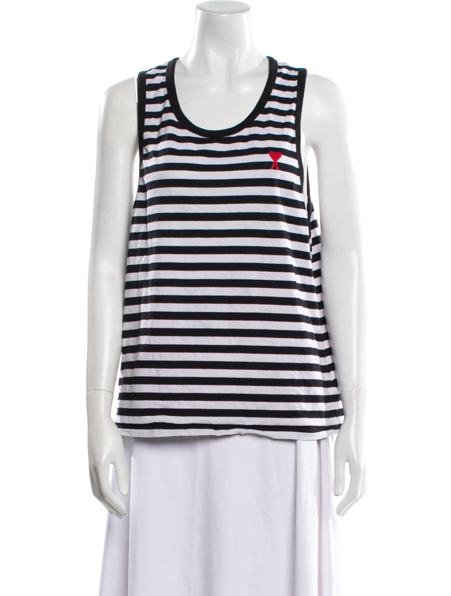 AMI Striped Scoop Neck Top
