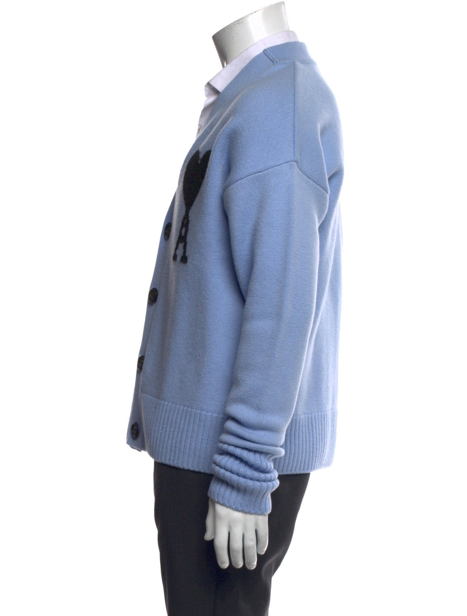 AMI Virgin Wool Graphic Print Cardigan