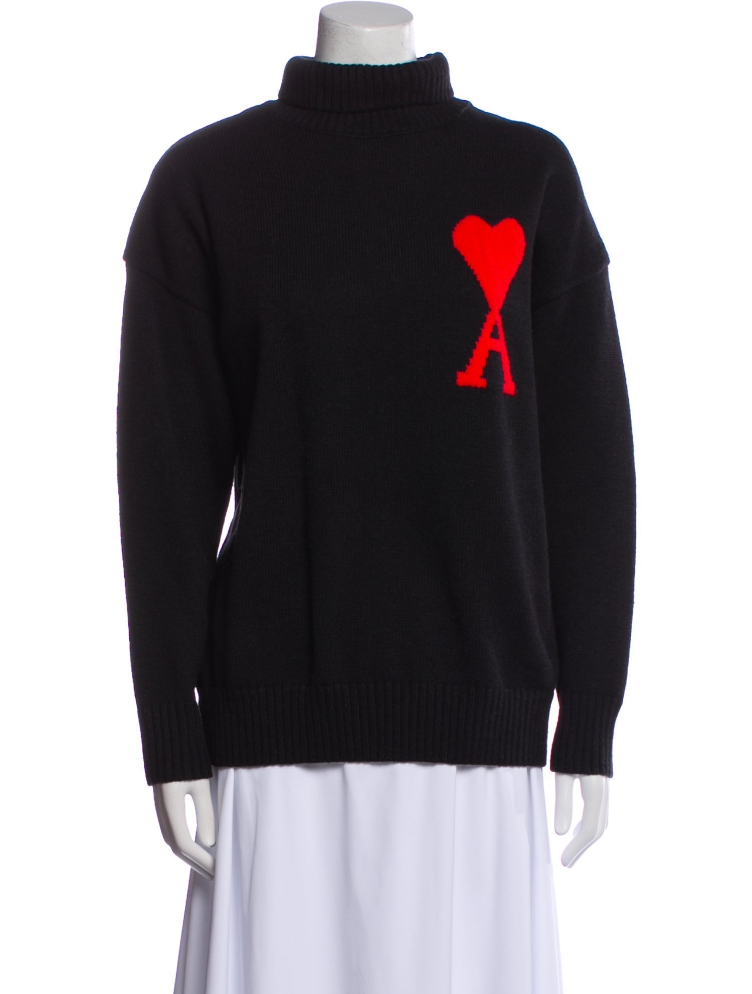 AMI Graphic Print Turtleneck Sweater