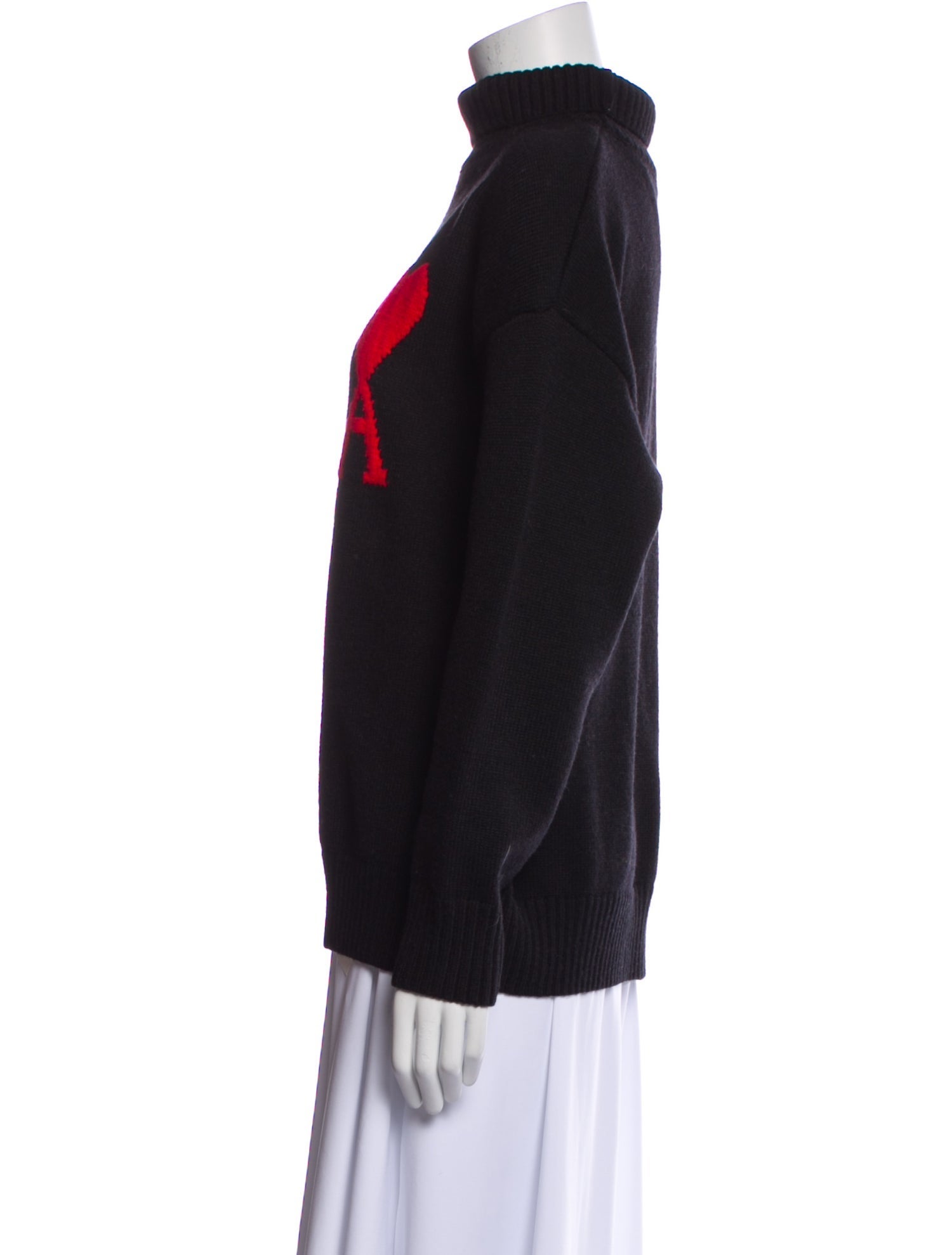 AMI Graphic Print Turtleneck Sweater