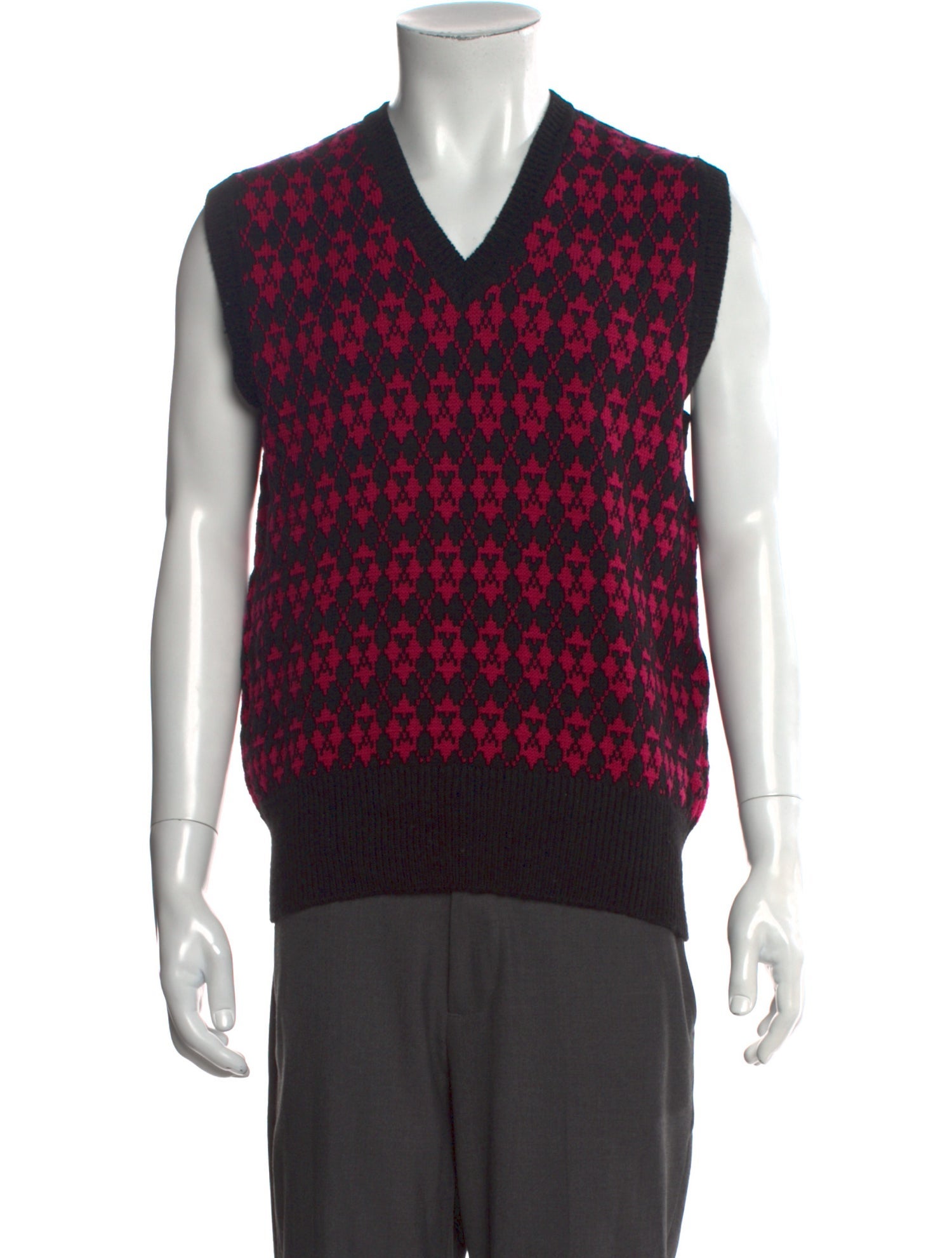 AMI Printed V-Neck Sweater Vest