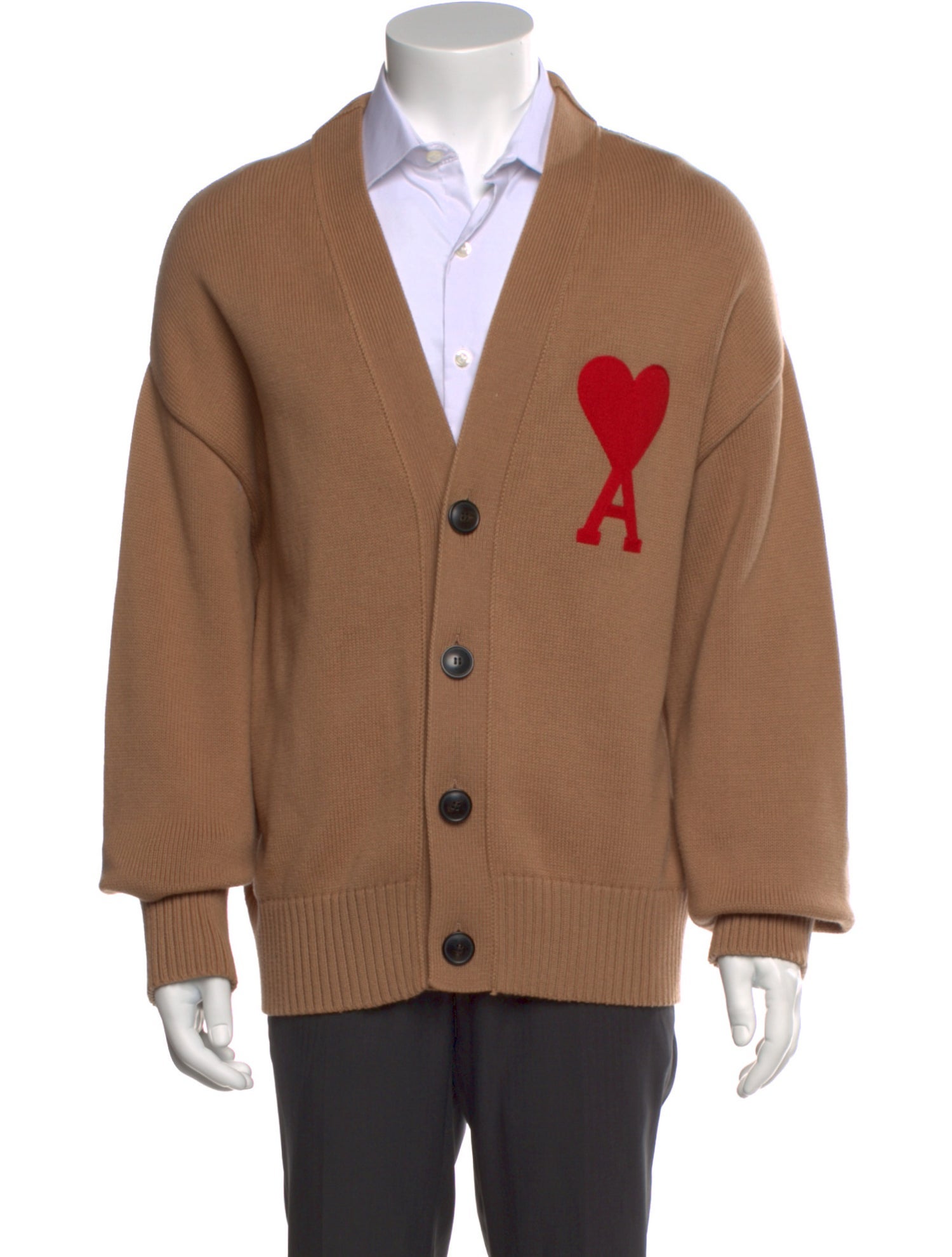 AMI Graphic Print V-Neck Cardigan