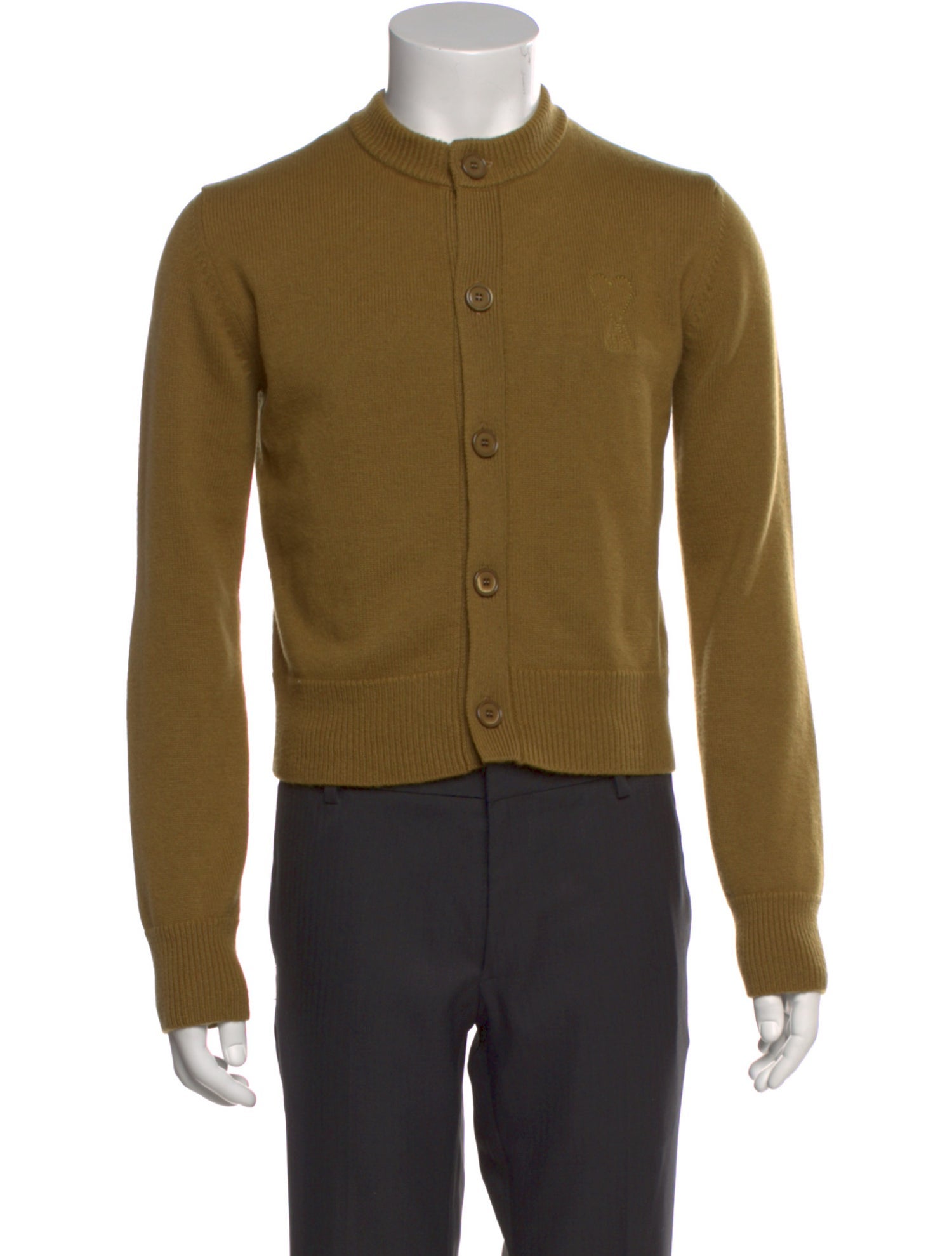 AMI Merino Wool Mock Neck Cardigan