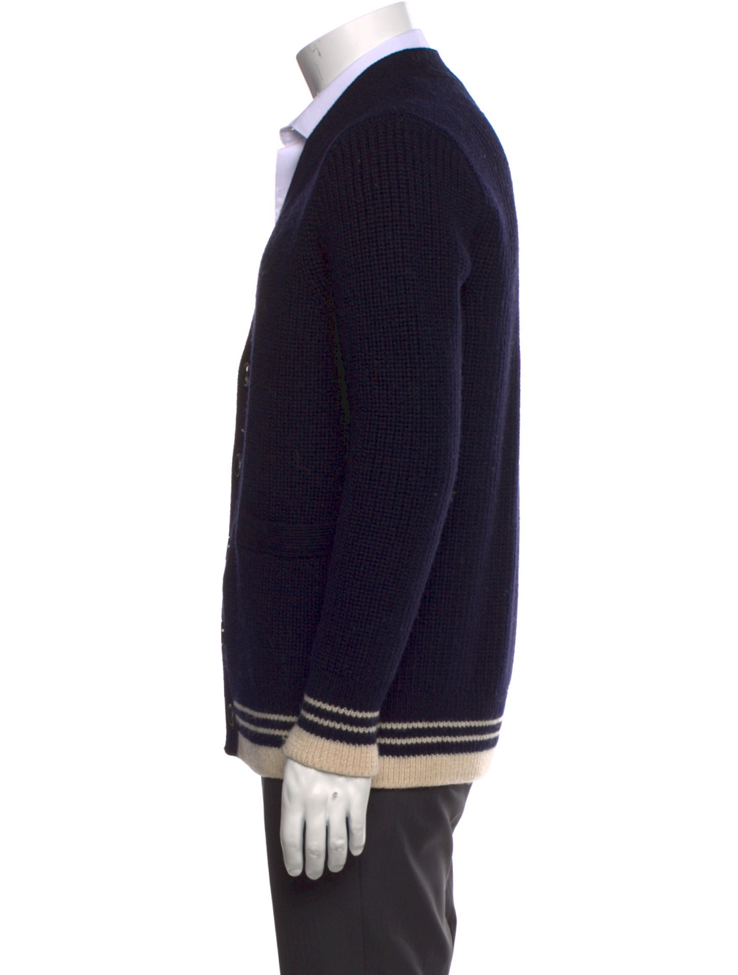 AMI Virgin Wool Striped Cardigan
