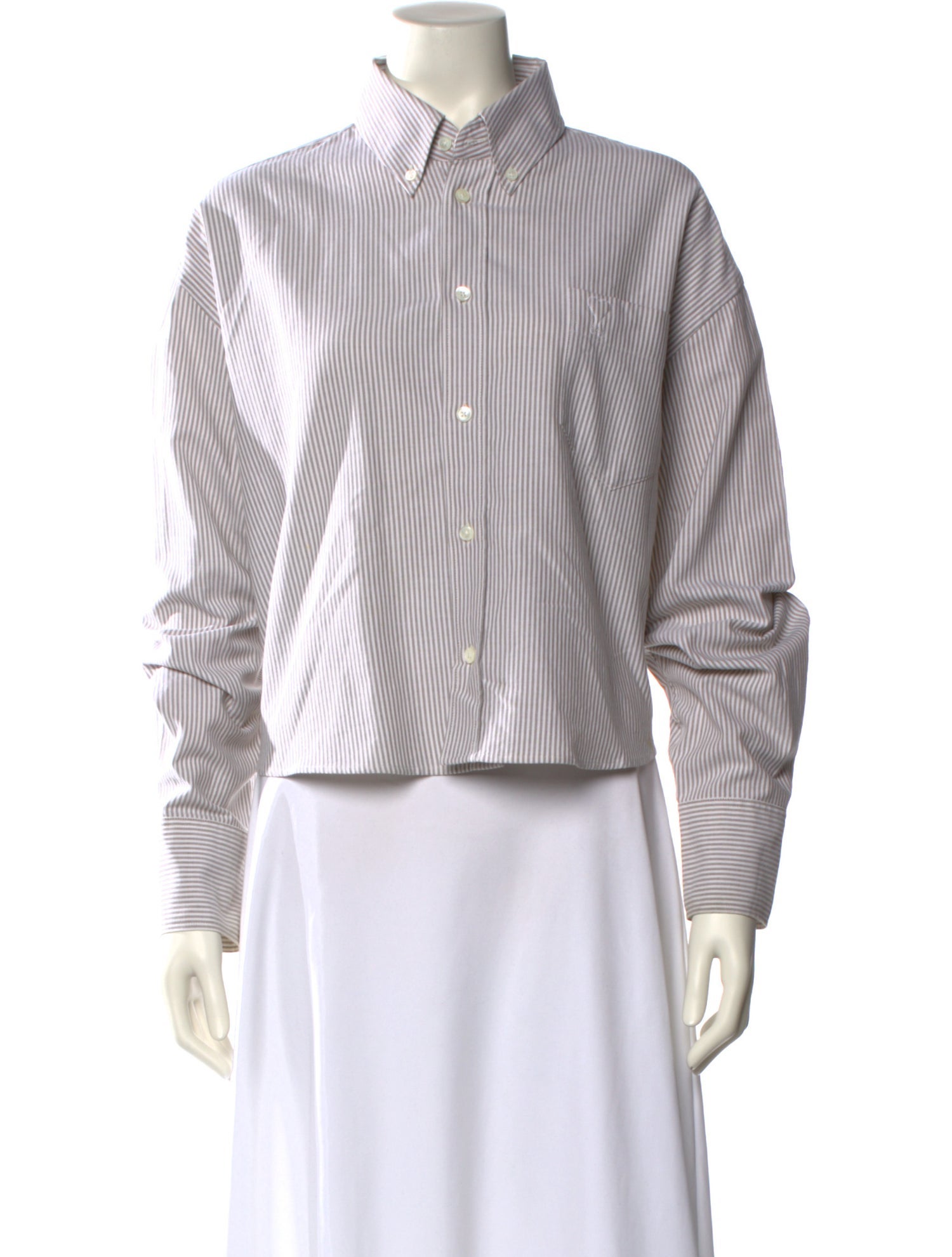 AMI Striped Long Sleeve Button-Up Top