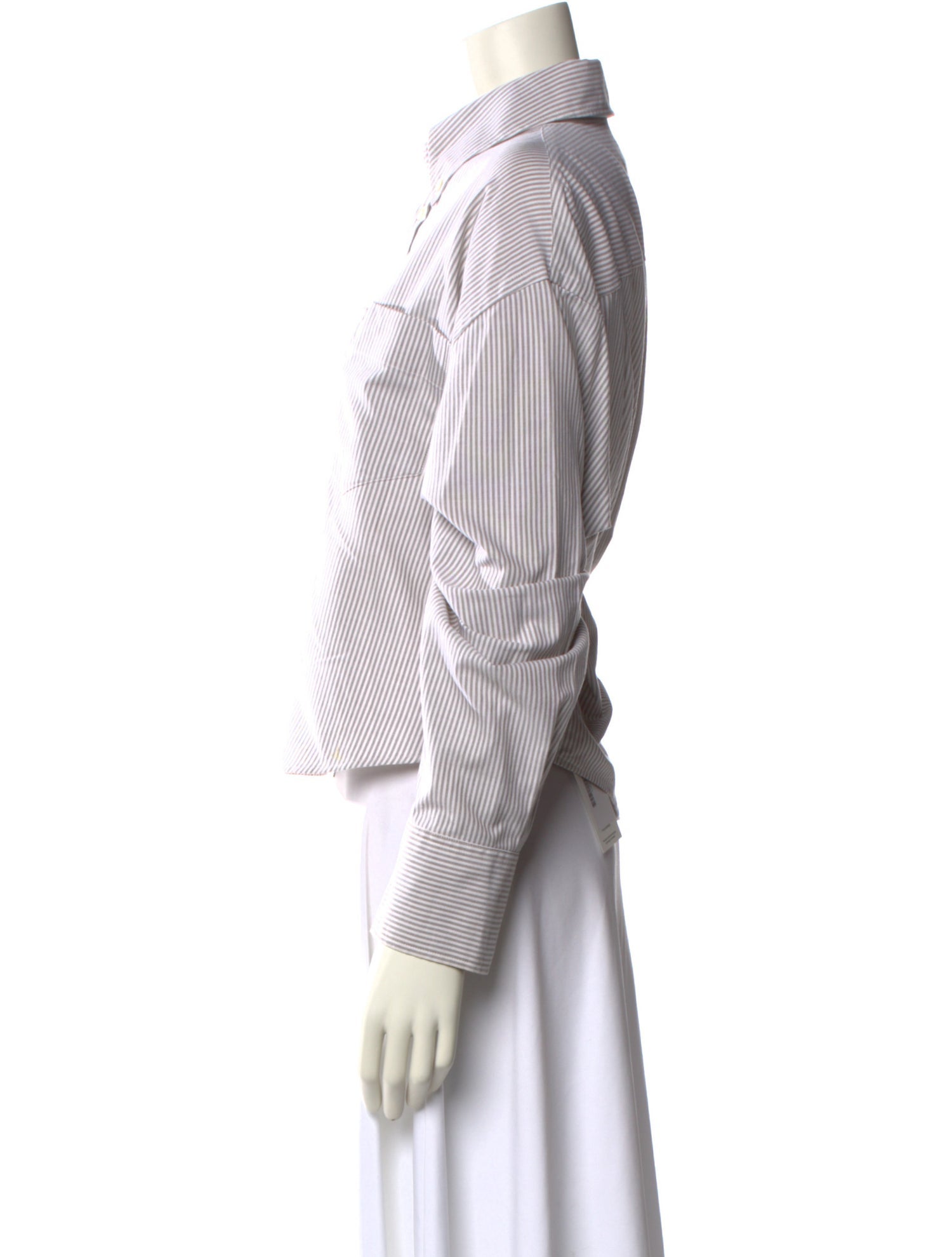 AMI Striped Long Sleeve Button-Up Top