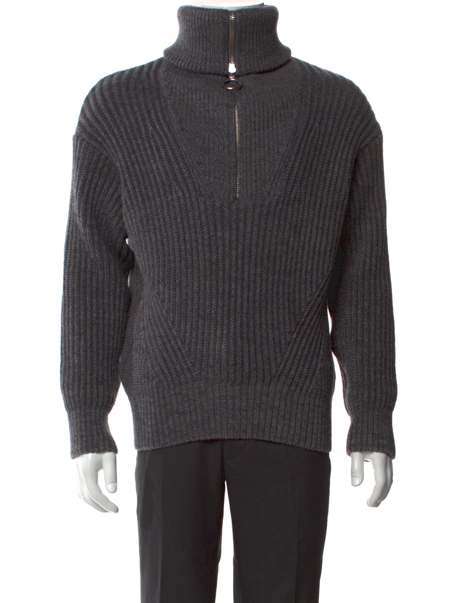 AMI Virgin Wool Turtleneck Polo Sweater