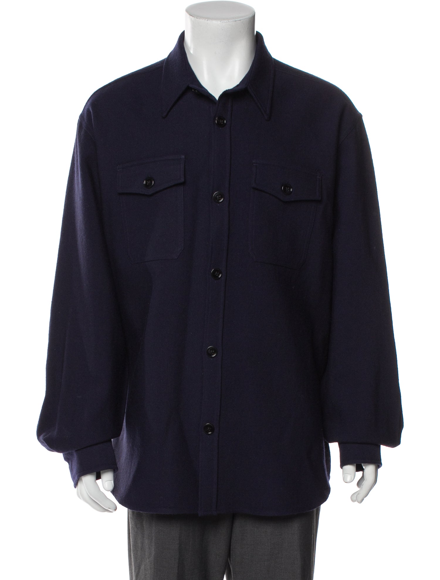 AMI Virgin Wool Long Sleeve Western Shirt