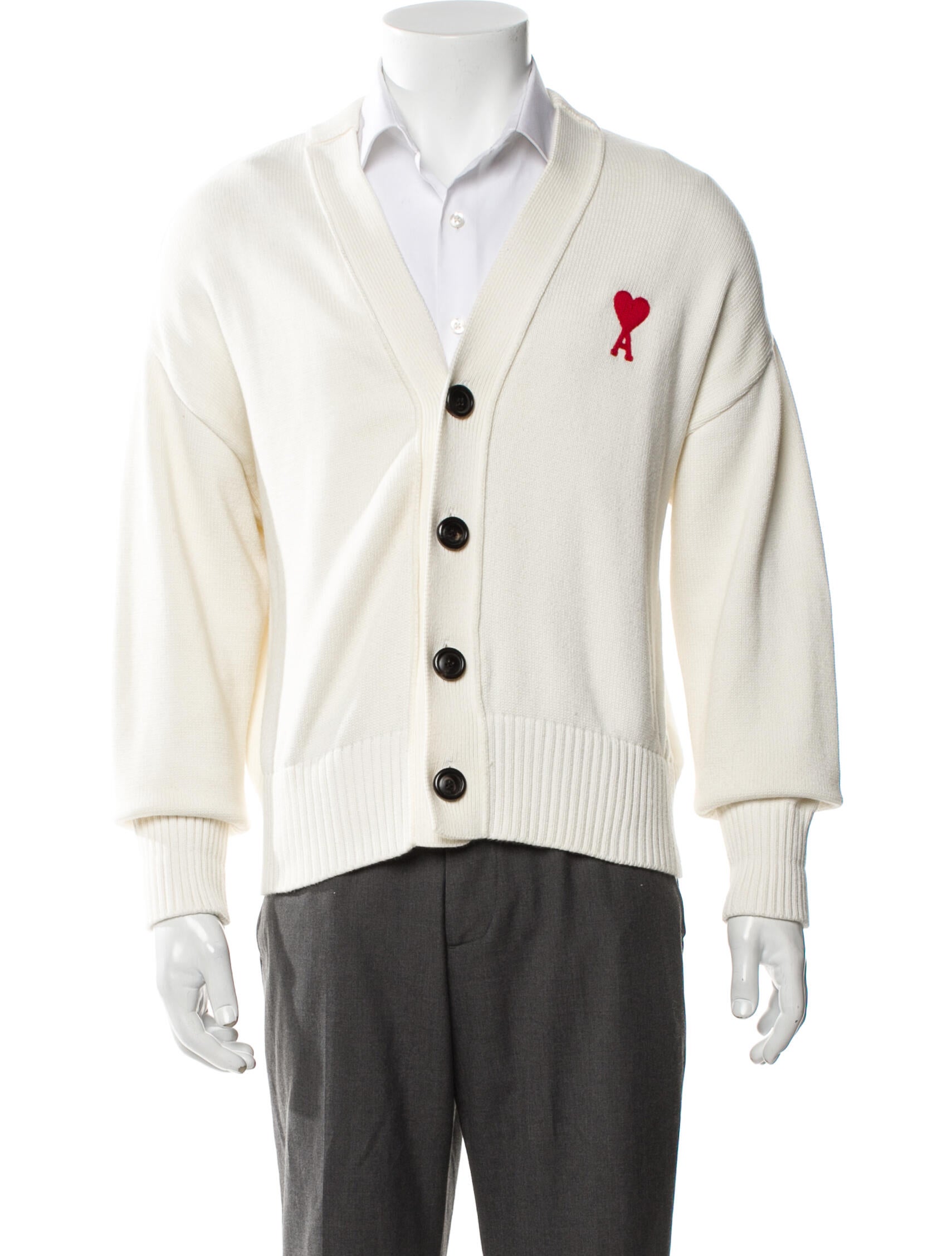 AMI V-Neck Long Sleeve Cardigan