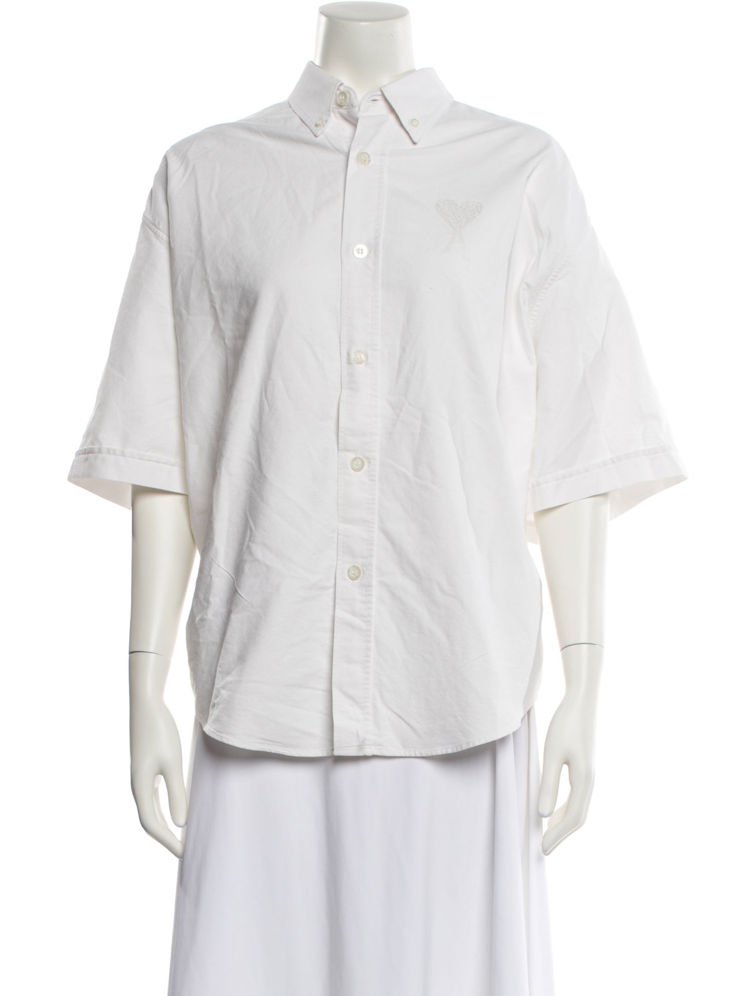 AMI Three-Quarter Sleeve Button-Up Top
