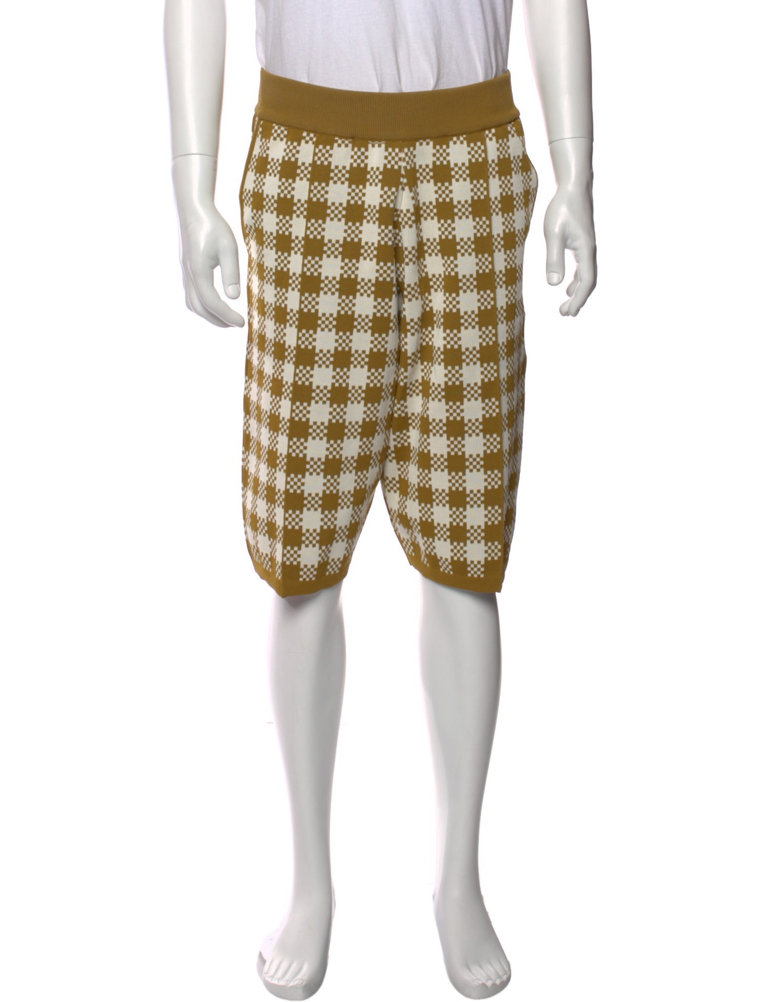 AMI Plaid Print Flat Front Shorts