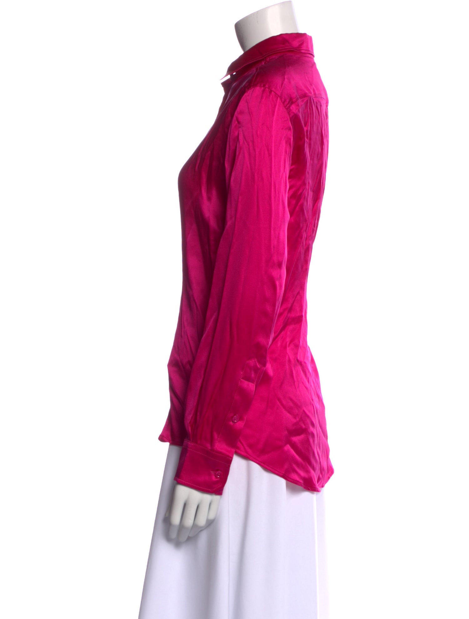 AMI Silk Long Sleeve Button-Up Top