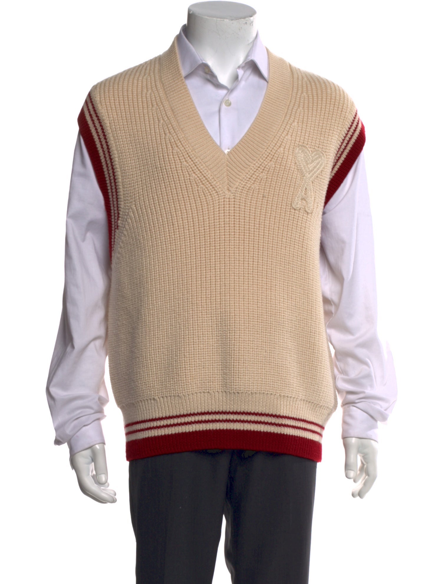 AMI Virgin Wool Striped Sweater Vest