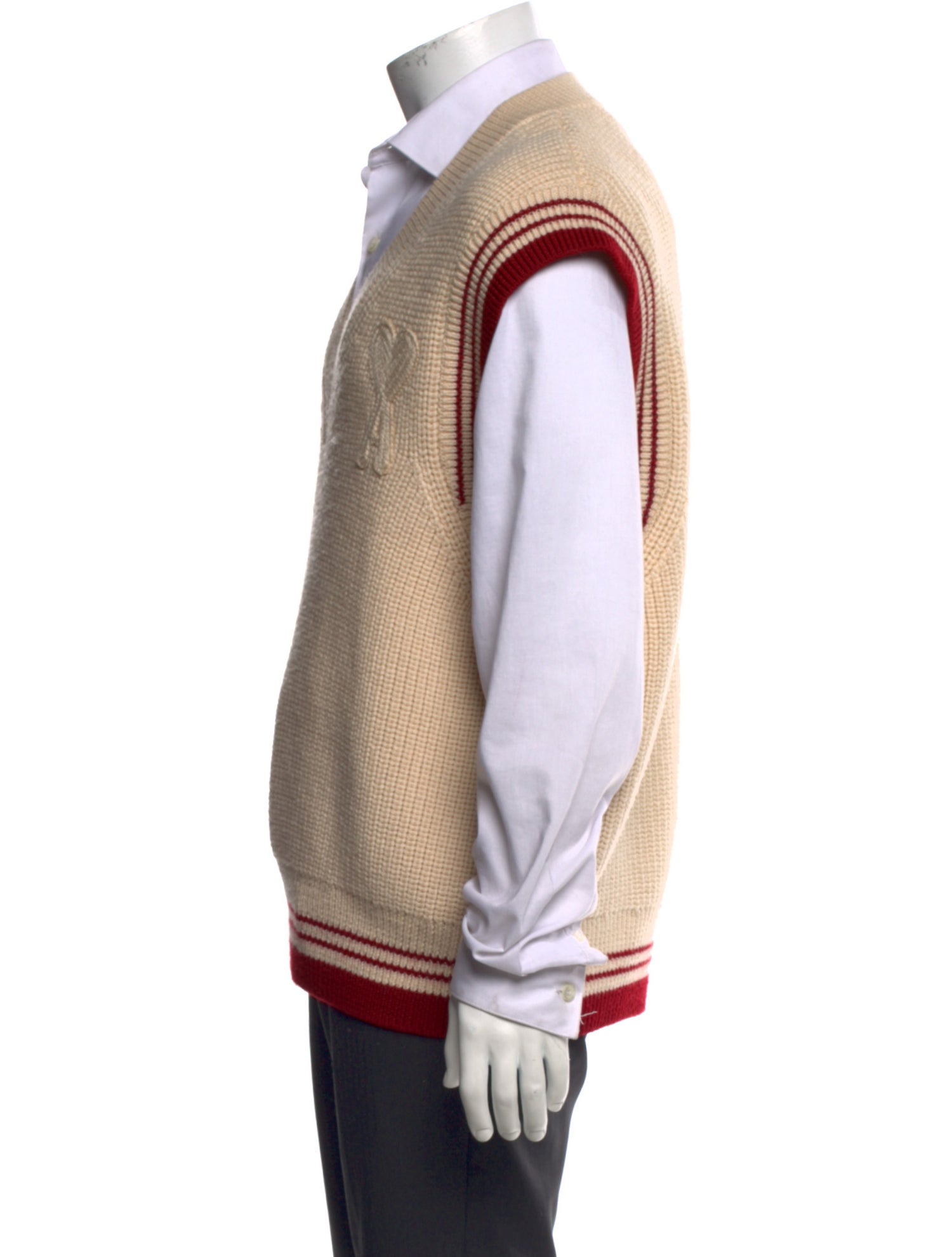 AMI Virgin Wool Striped Sweater Vest