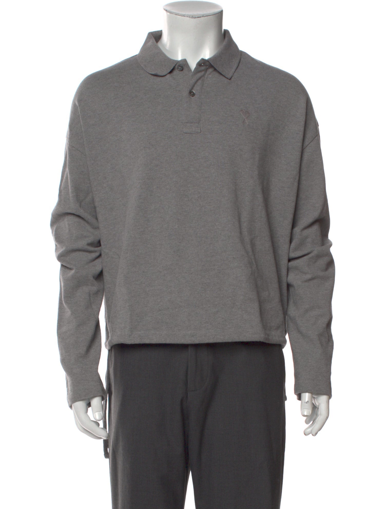 AMI Collar Long Sleeve Polo Shirt