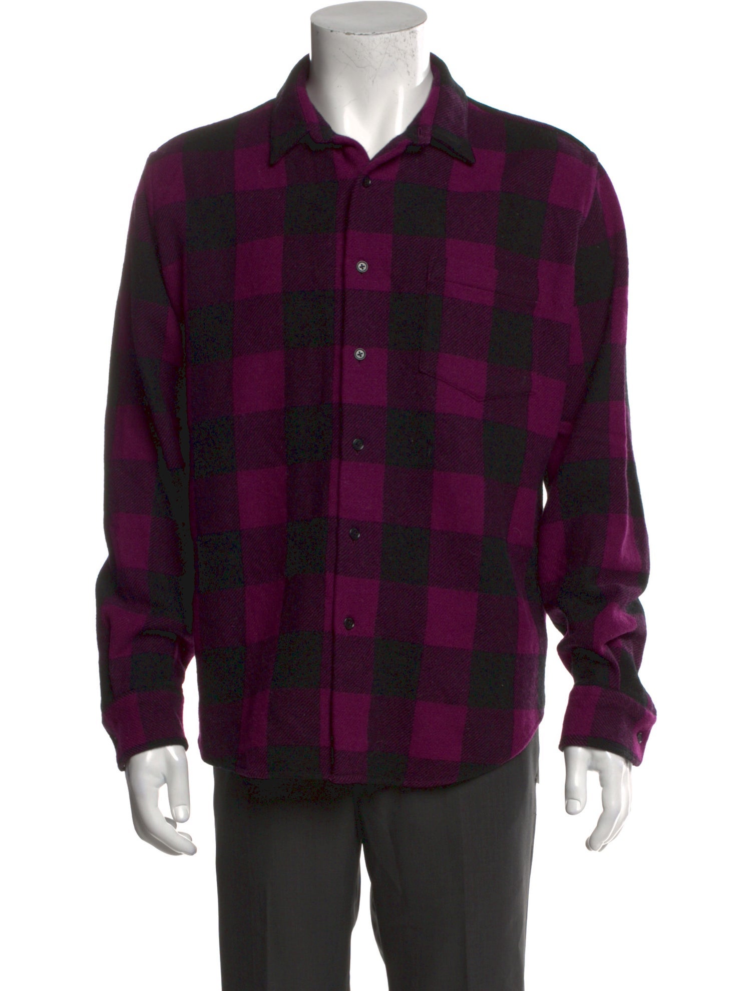 AMI Virgin Wool Plaid Print Shirt