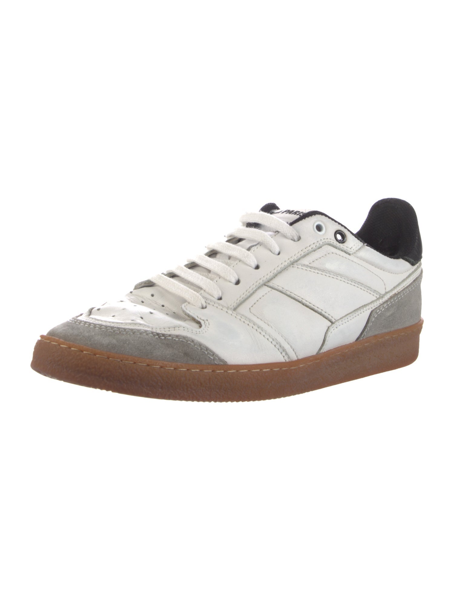 AMI Leather Colorblock Pattern Sneakers