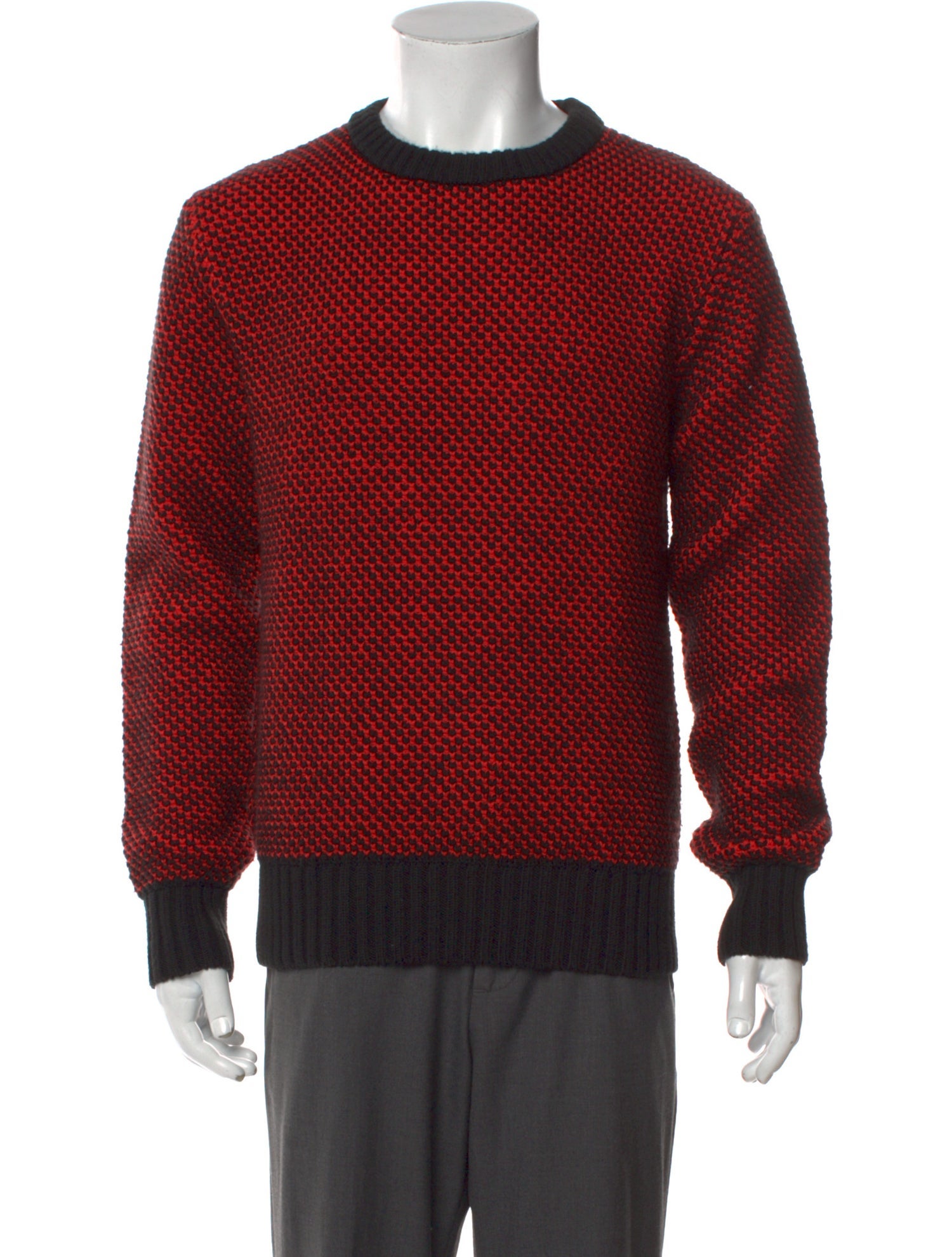 AMI Patterned Crew Neck Pullover