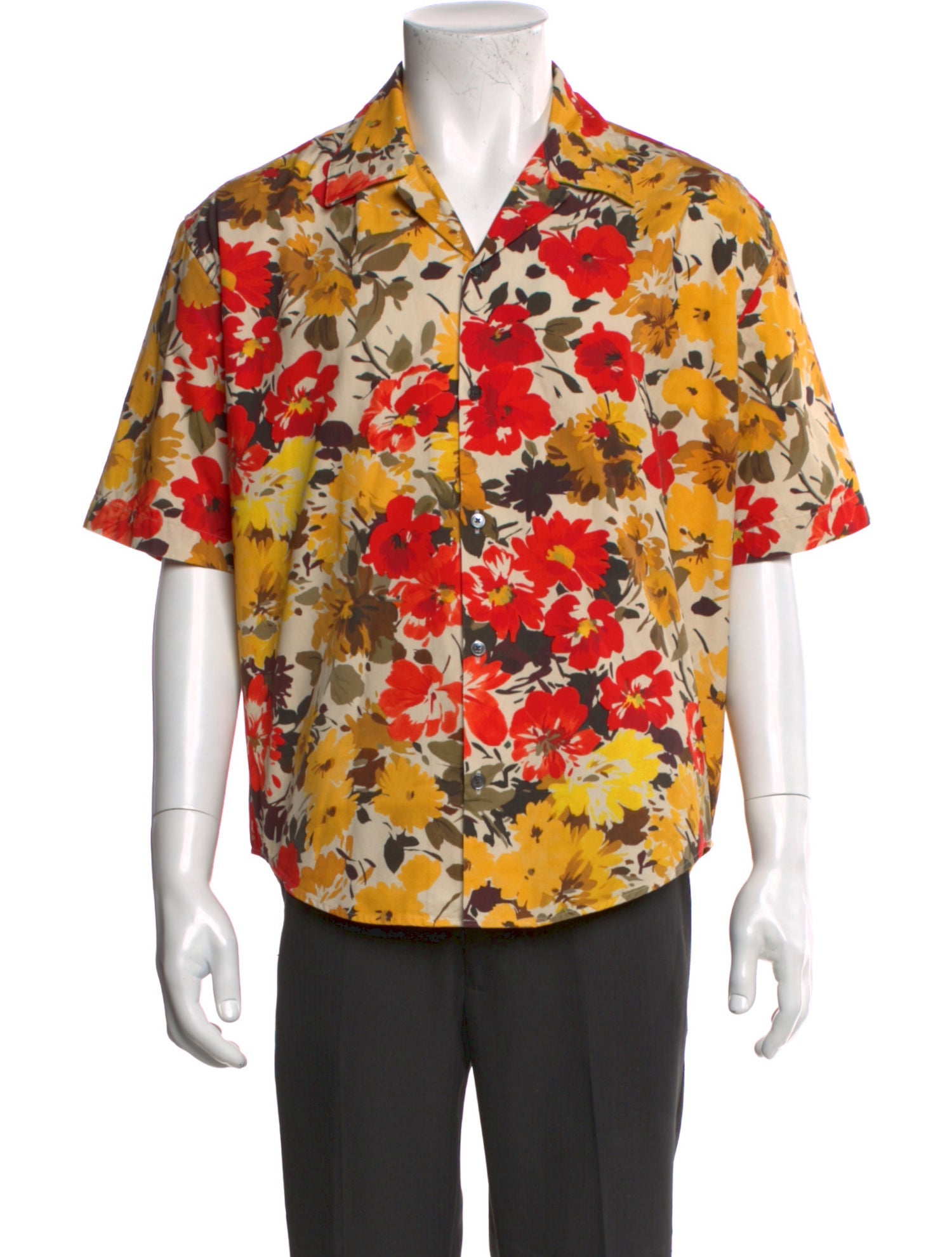 AMI Floral Print Short Sleeve Shirt