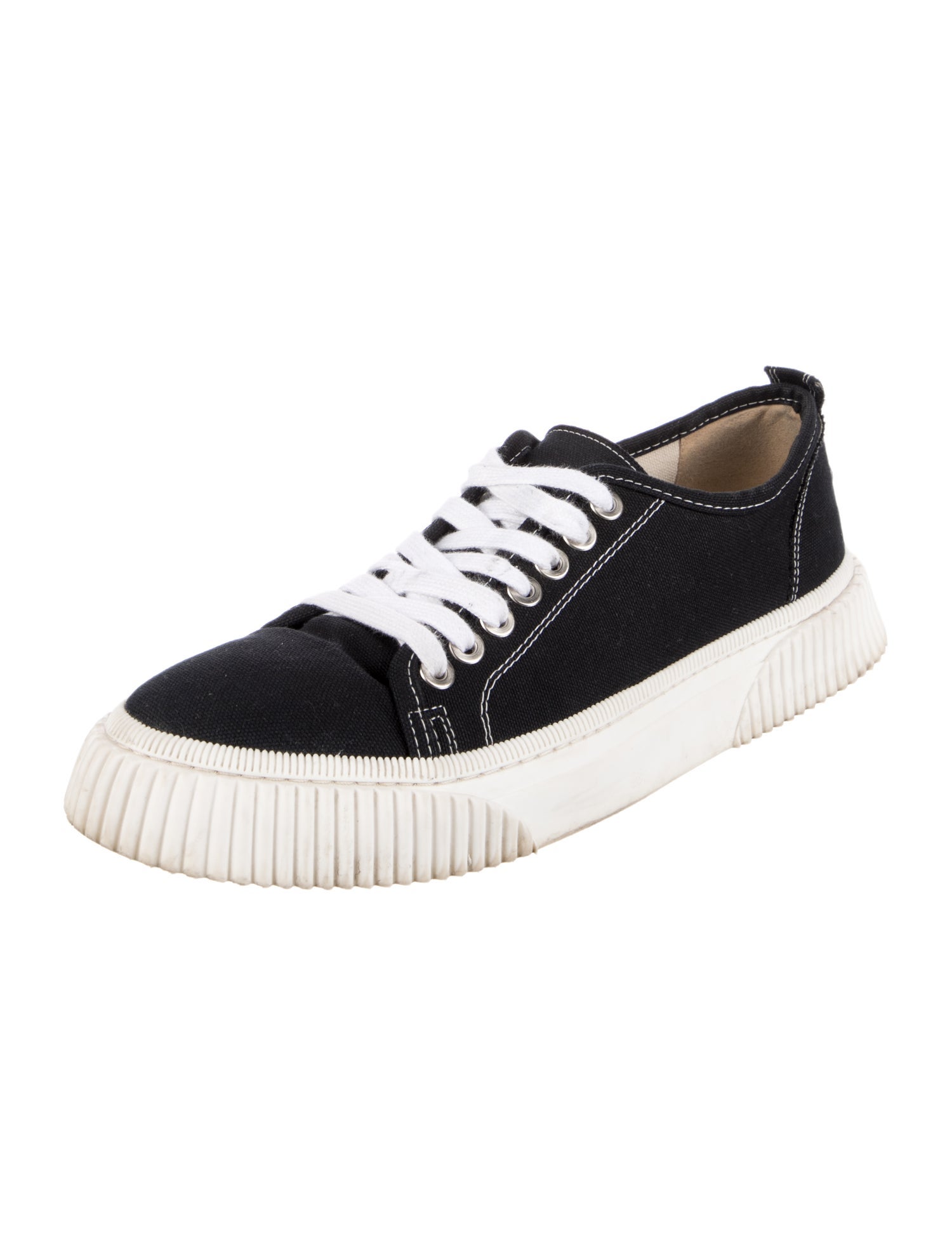 AMI Canvas Whipstitch Trim Sneakers