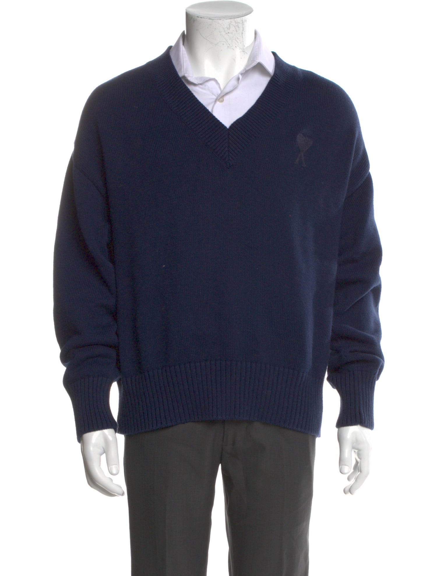 AMI V-Neck Long Sleeve Pullover