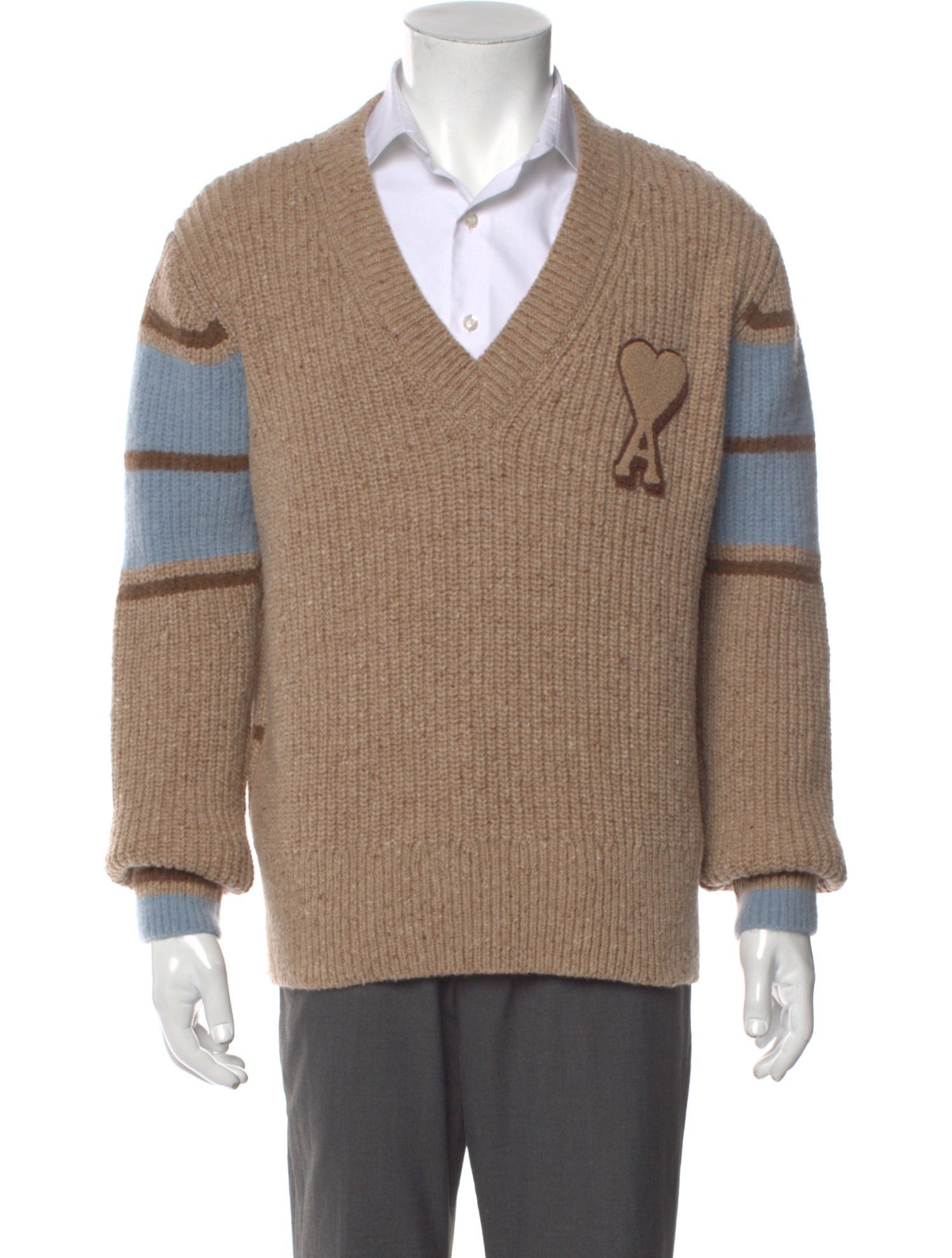 AMI Wool Colorblock Pattern Pullover