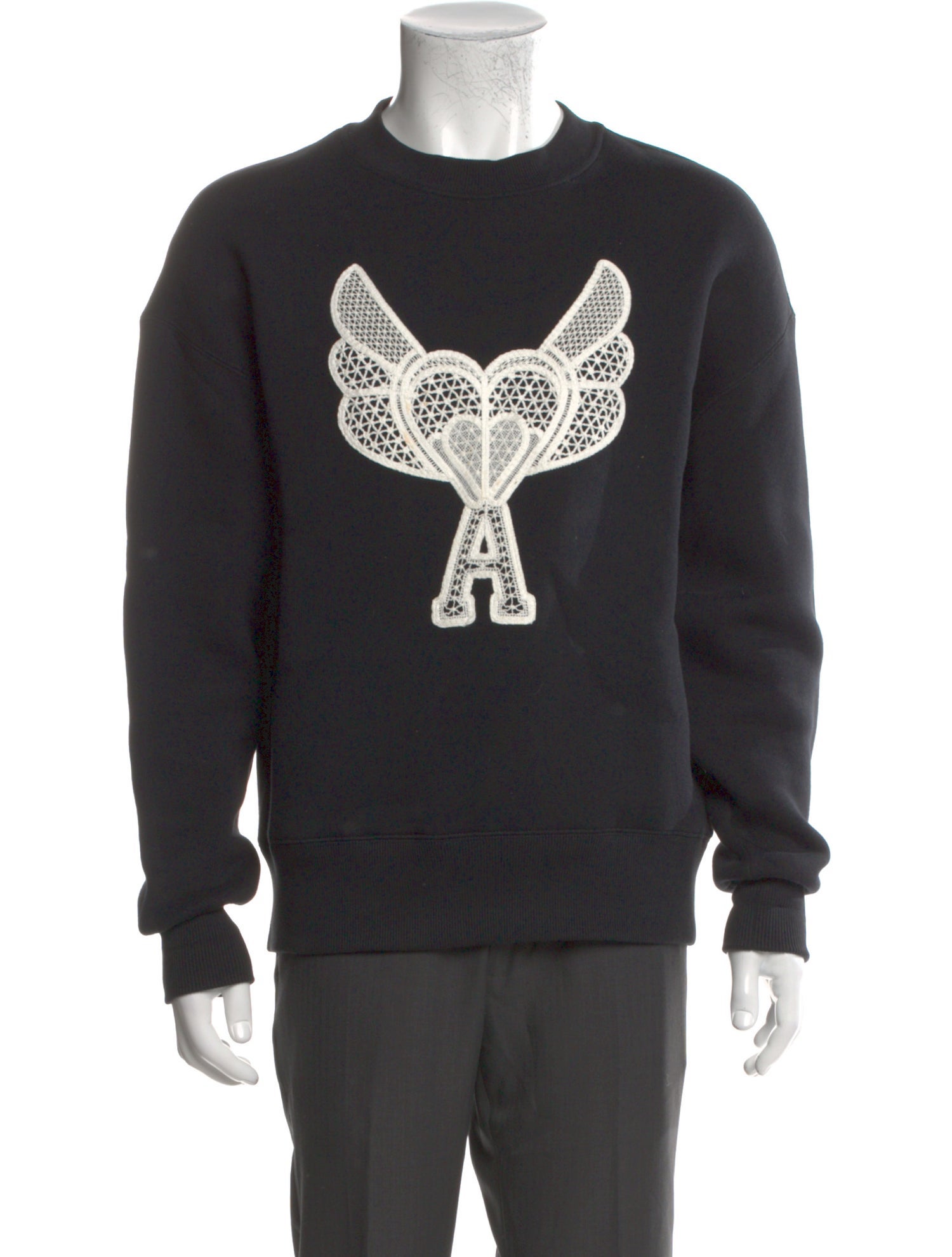 AMI Graphic Print Crew Neck Pullover